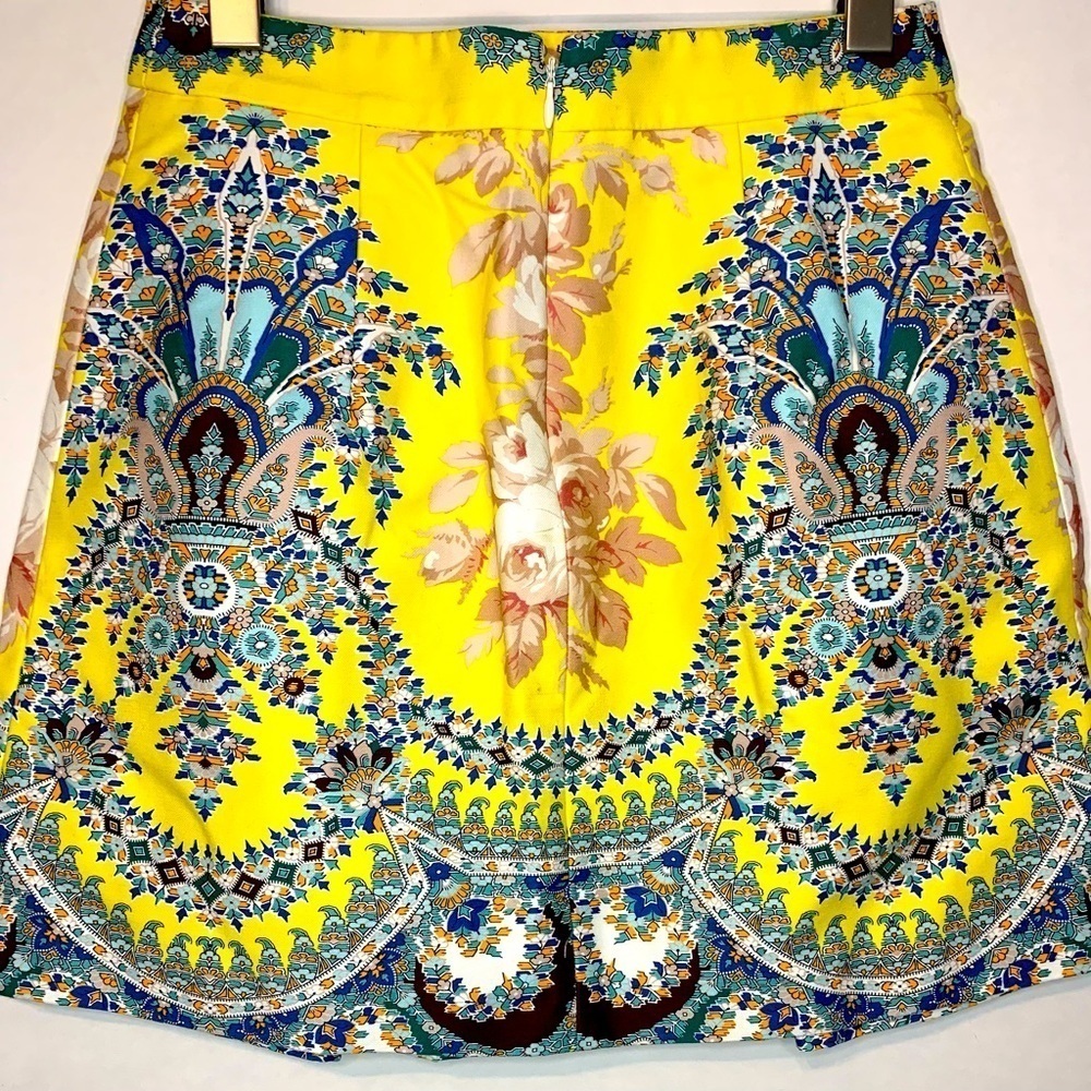 MSGM Milano Yellow Floral Print Cotton Mini Skirt US SZ 6 / IT 40! - Picture 6 of 11